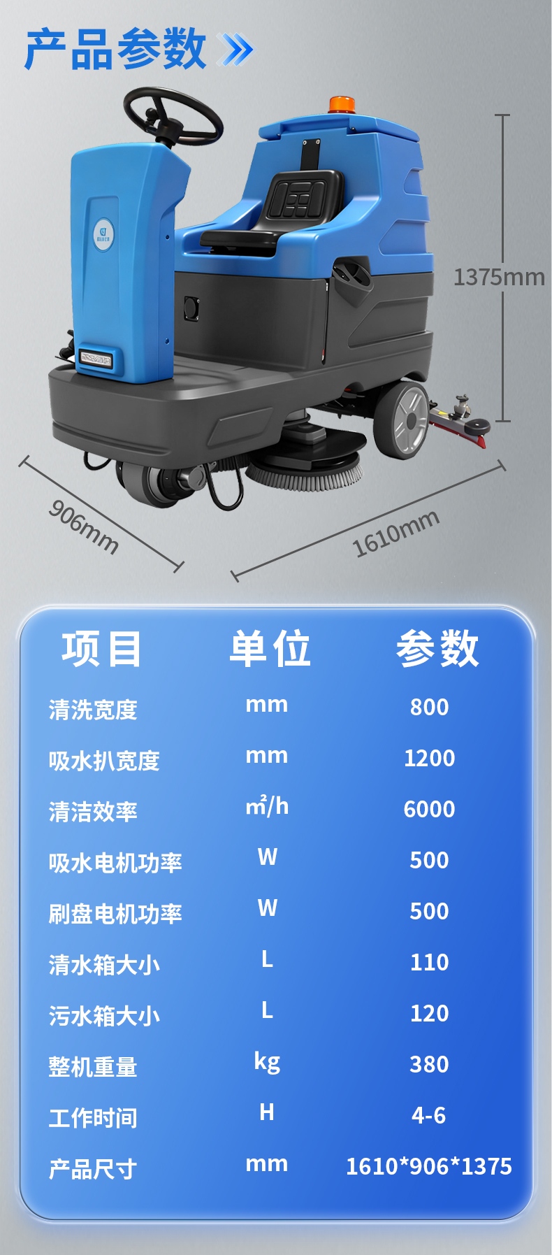鼎潔盛世駕駛式洗地機(jī)JM85M13